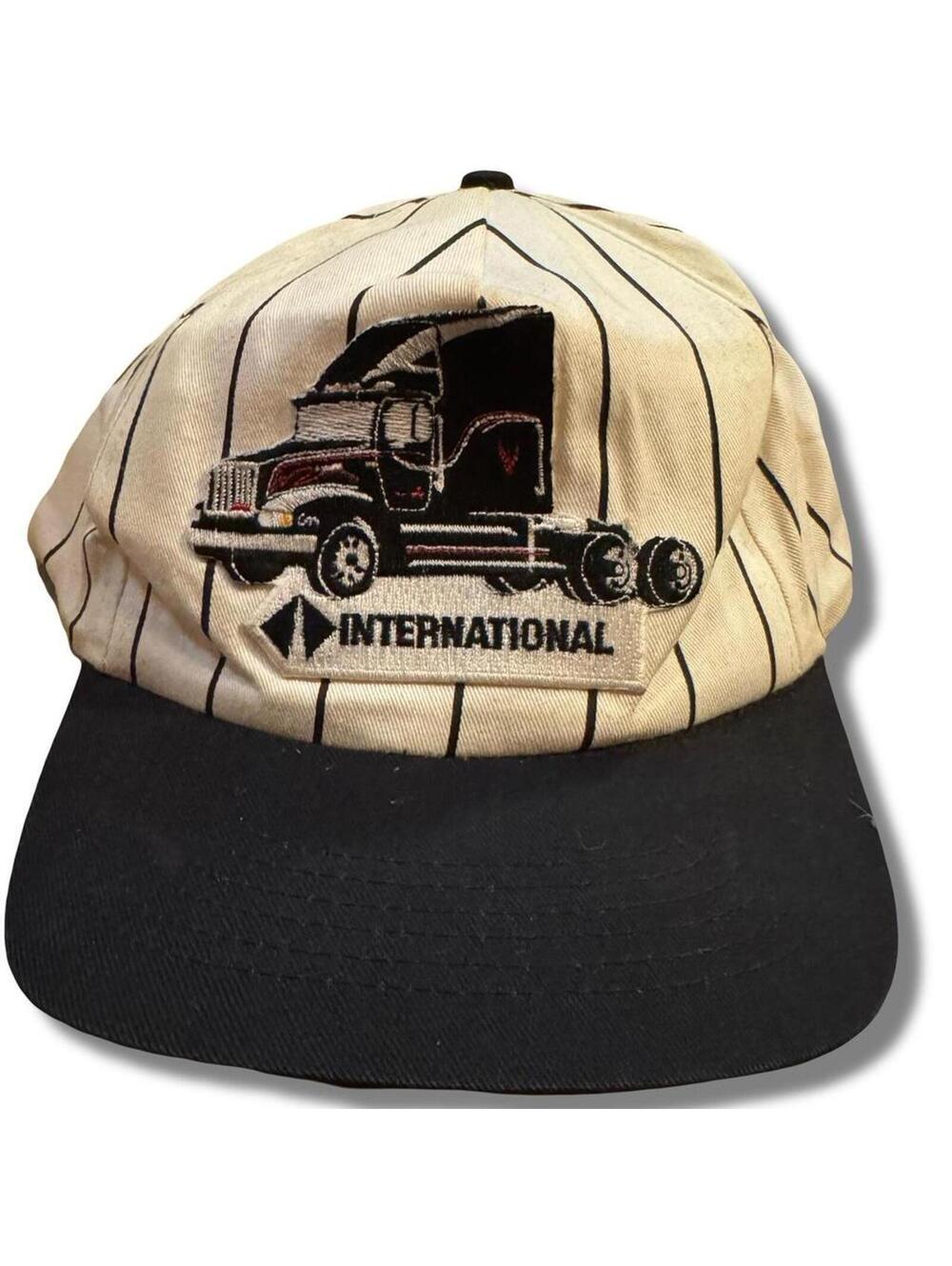 Vintage 80s International Trucking black and white cap - workwear patch hat